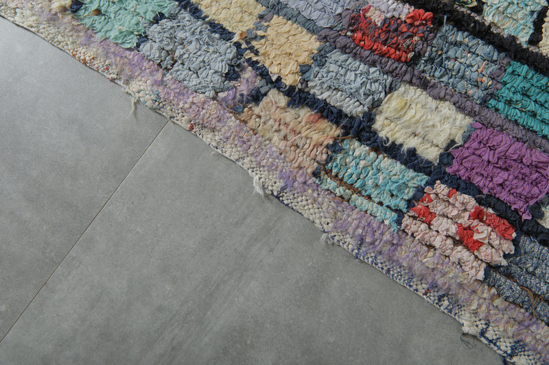 Colorful Moroccan Boucherouite Rug – 4.2 x 7.2 Feet Handwoven Patchwork Carpet - Boucherouite Rugs