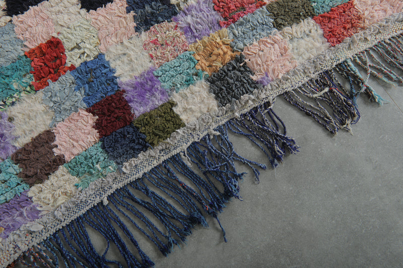 Colorful Moroccan Boucherouite Rug – 4.2 x 7.2 Feet Handwoven Patchwork Carpet - Boucherouite Rugs