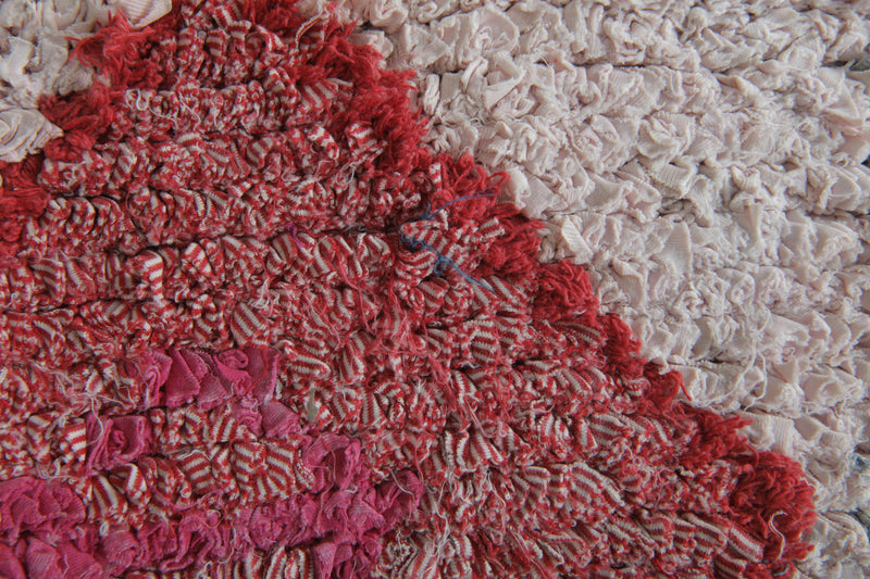 Tribal Moroccan Boucherouite Rug – 3.8 x 5.8 Feet Handwoven Diamond Motif Carpet - Boucherouite Rugs