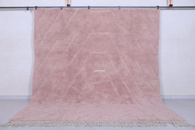 Moroccan berber rug - 8.3 x 9.1 Feet | Soft pink wool carpet