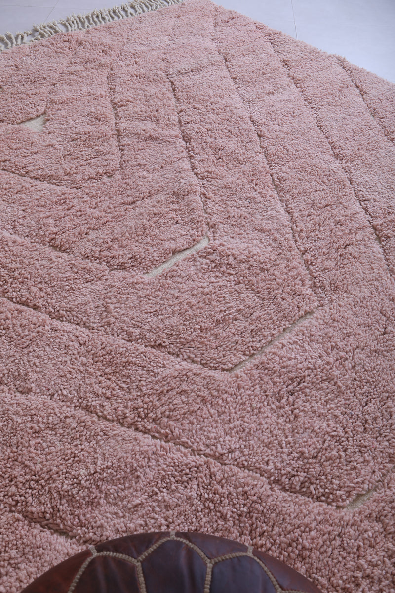 Moroccan berber rug - 8.3 x 9.1 Feet | Soft pink wool carpet