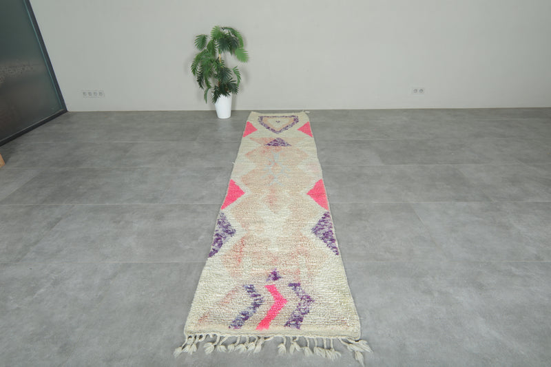 Handwoven Moroccan runner rug - 2.4 ft x 10.4 ft