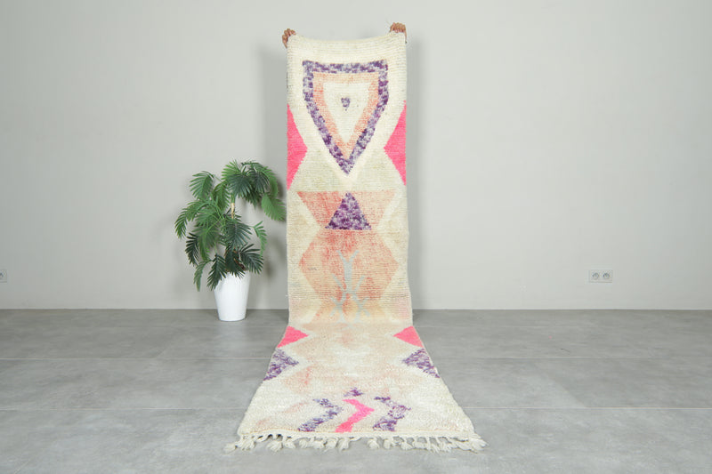 Handwoven Moroccan runner rug - 2.4 ft x 10.4 ft