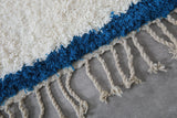 Custom Beni ourain rug white and blue - Moroccan Berber rug