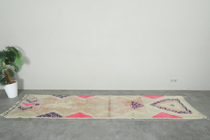 Handwoven Moroccan runner rug - 2.4 ft x 10.4 ft