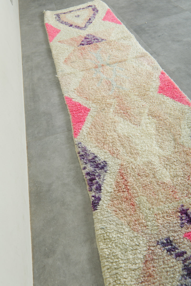 Handwoven Moroccan runner rug - 2.4 ft x 10.4 ft