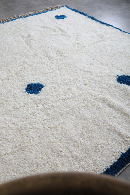 Custom Beni ourain rug white and blue - Moroccan Berber rug