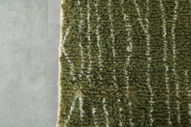 Moroccan wool runner – Olive green beni ourain style - 2.1 ft x 6 ft