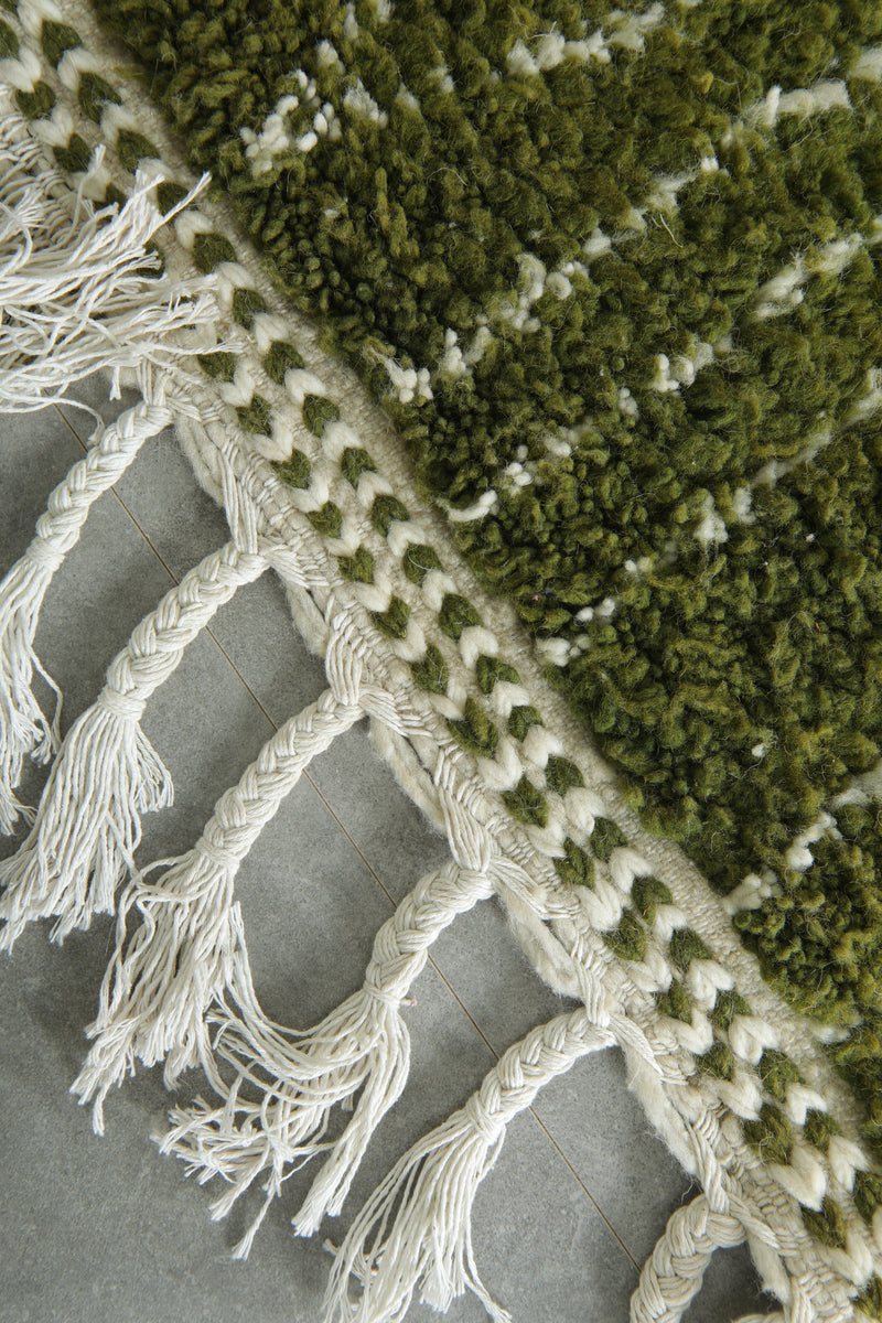 Moroccan wool runner – Olive green beni ourain style - 2.1 ft x 6 ft