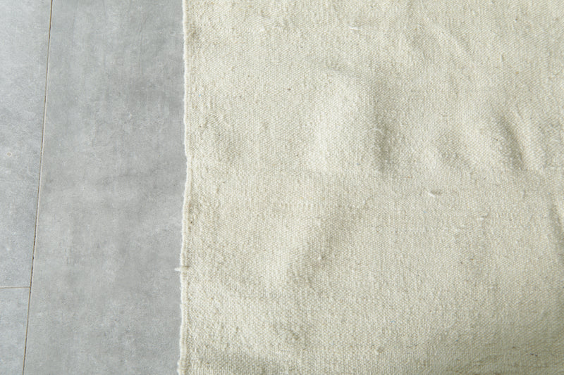 Moroccan kilim flatweave rug - Ivory with black stripes - 8 ft x 10.7 ft