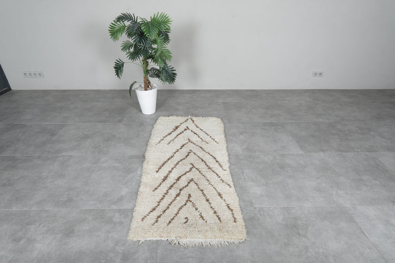 Handmade Beni Ourain Rug Runner 2.2x5 ft - Moroccan Wool Rug - Runner moroccan rugs