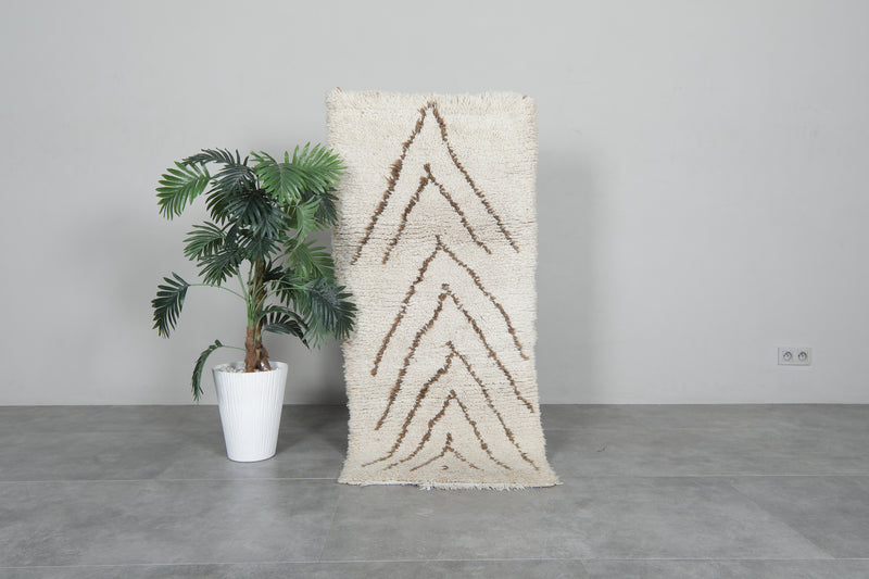 Handmade Beni Ourain Rug Runner 2.2x5 ft - Moroccan Wool Rug - Runner moroccan rugs