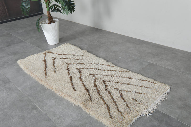 Handmade Beni Ourain Rug Runner 2.2x5 ft - Moroccan Wool Rug - Runner moroccan rugs
