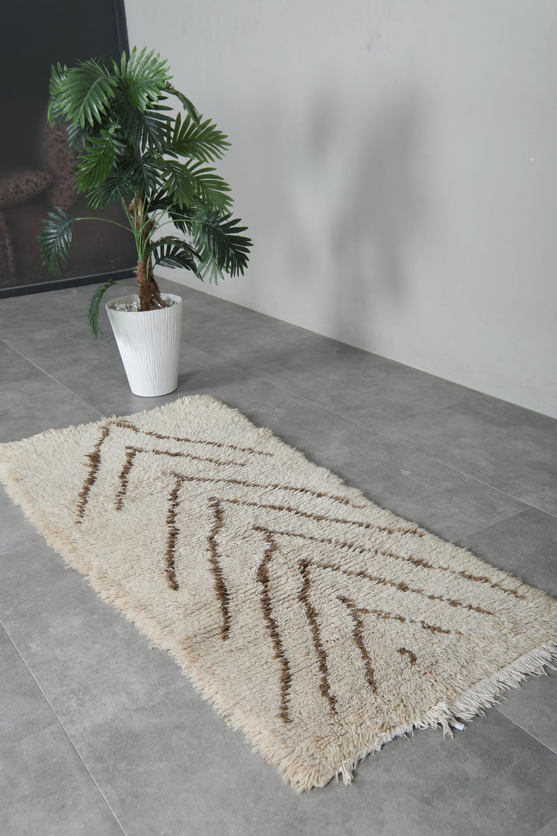 Handmade Beni Ourain Rug Runner 2.2x5 ft - Moroccan Wool Rug - Runner moroccan rugs