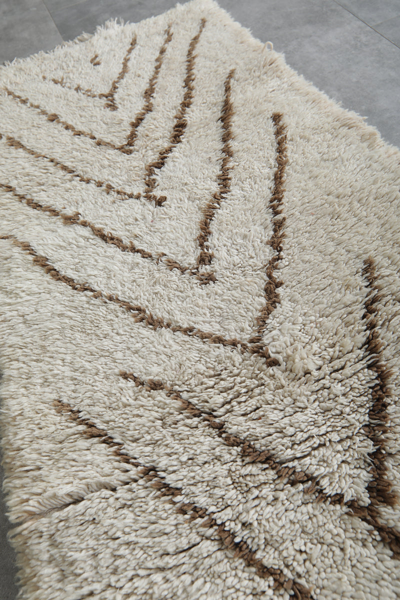 Handmade Beni Ourain Rug Runner 2.2x5 ft - Moroccan Wool Rug - Runner moroccan rugs