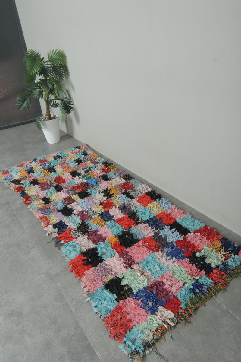 Multicolor Moroccan Boucherouite Rug – 5.2 x 7.5 Feet Handmade Patchwork Carpet - Boucherouite Rugs