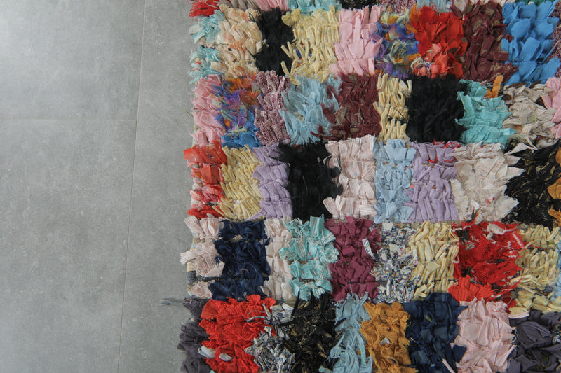 Multicolor Moroccan Boucherouite Rug – 5.2 x 7.5 Feet Handmade Patchwork Carpet - Boucherouite Rugs