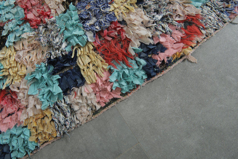Multicolor Moroccan Boucherouite Rug – 5.2 x 7.5 Feet Handmade Patchwork Carpet - Boucherouite Rugs
