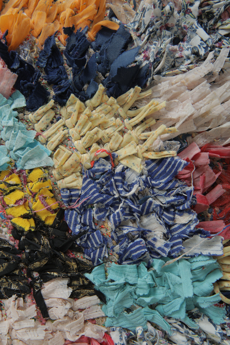 Multicolor Moroccan Boucherouite Rug – 5.2 x 7.5 Feet Handmade Patchwork Carpet - Boucherouite Rugs