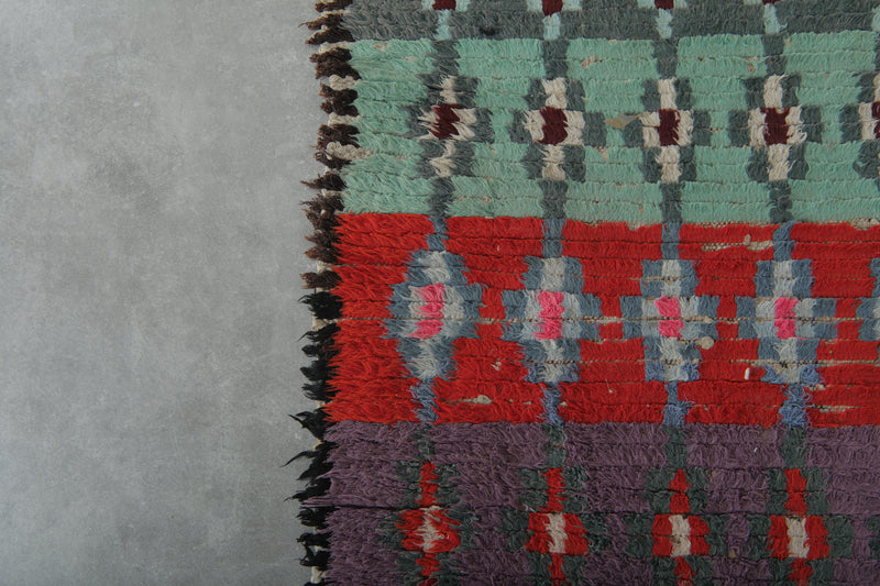 Long Vintage Moroccan Boucherouite Runner – 2.8 x 11.3 Feet Handwoven Hallway Rug - Boucherouite Rugs