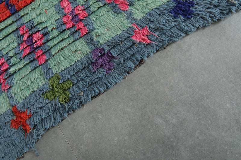 Long Vintage Moroccan Boucherouite Runner – 2.8 x 11.3 Feet Handwoven Hallway Rug - Boucherouite Rugs