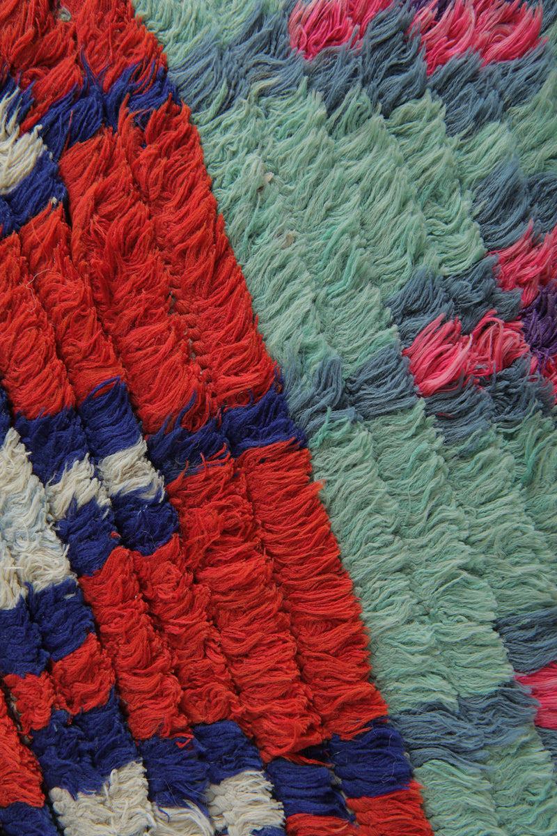 Long Vintage Moroccan Boucherouite Runner – 2.8 x 11.3 Feet Handwoven Hallway Rug - Boucherouite Rugs