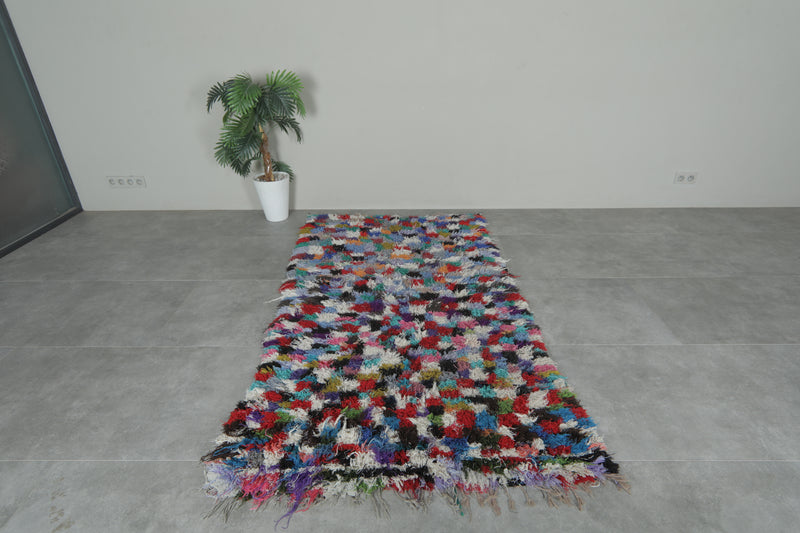 Vibrant Patchwork Boucherouite Rug – 4.1 x 7.3 Feet