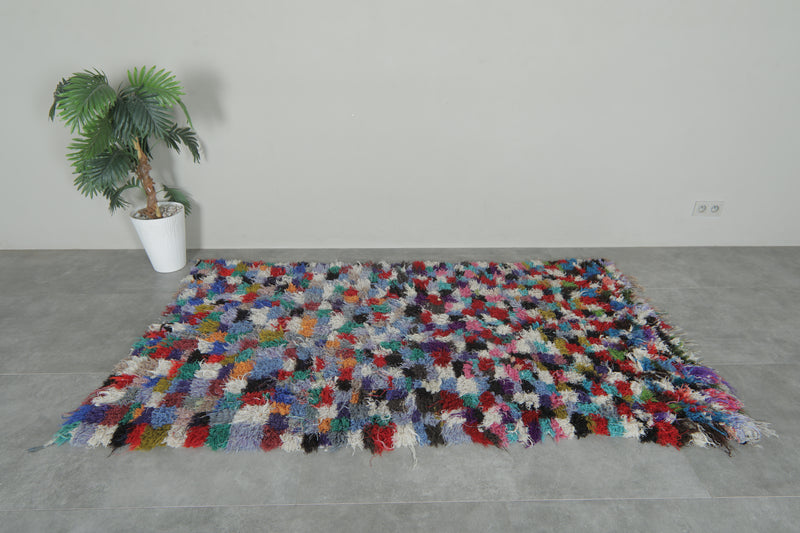 Vibrant Patchwork Boucherouite Rug – 4.1 x 7.3 Feet