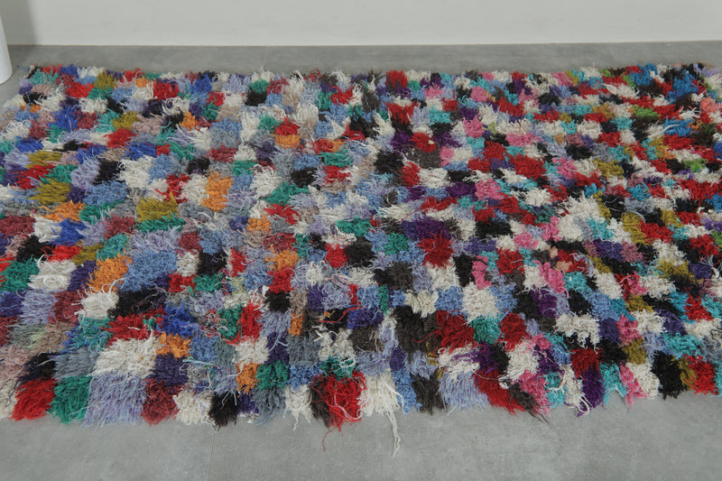 Vibrant Patchwork Boucherouite Rug – 4.1 x 7.3 Feet
