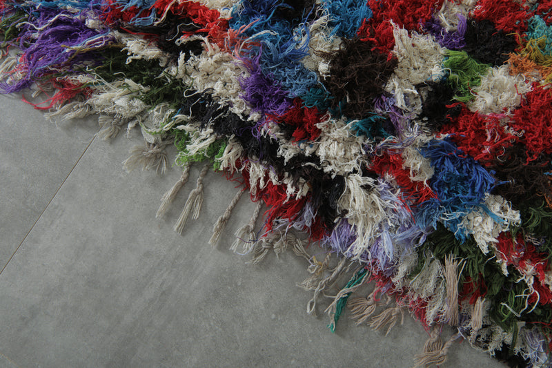 Vibrant Patchwork Boucherouite Rug – 4.1 x 7.3 Feet