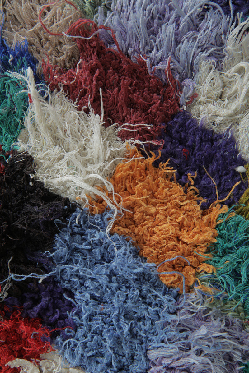 Vibrant Patchwork Boucherouite Rug – 4.1 x 7.3 Feet