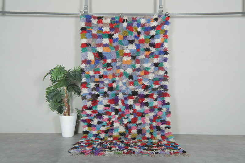 Vibrant Patchwork Boucherouite Rug – 4.1 x 7.3 Feet