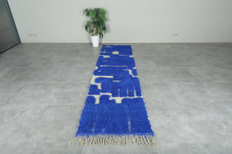 Blue Moroccan Wool Runner – Custom Handmade Rug - Beautiful Rug - custom moroccan rugs