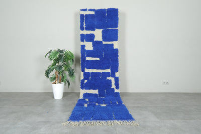 Blue Moroccan Wool Runner – Custom Handmade Rug - Beautiful Rug - custom moroccan rugs