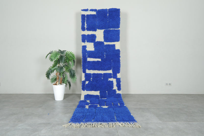 Blue Moroccan Wool Runner – Custom Handmade Rug - Beautiful Rug - custom moroccan rugs