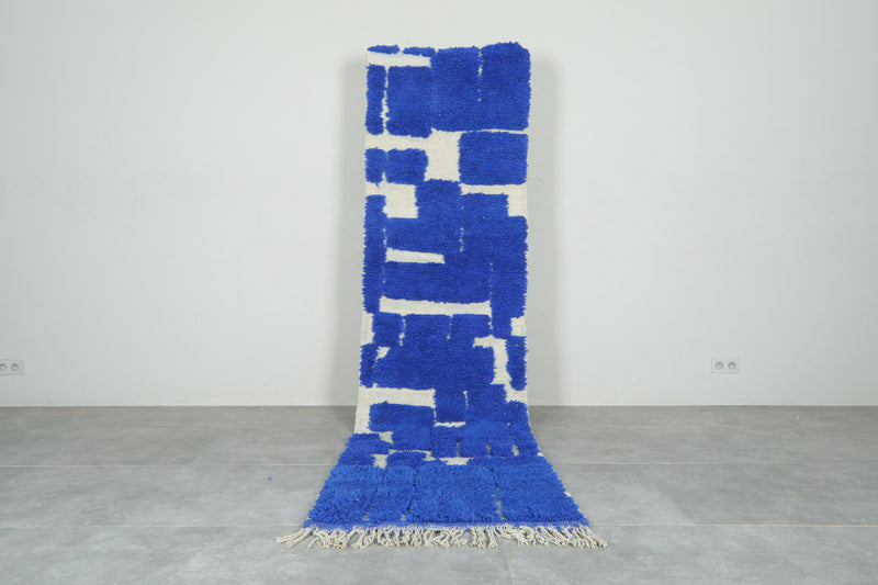 Blue Moroccan Wool Runner – Custom Handmade Rug - Beautiful Rug - custom moroccan rugs