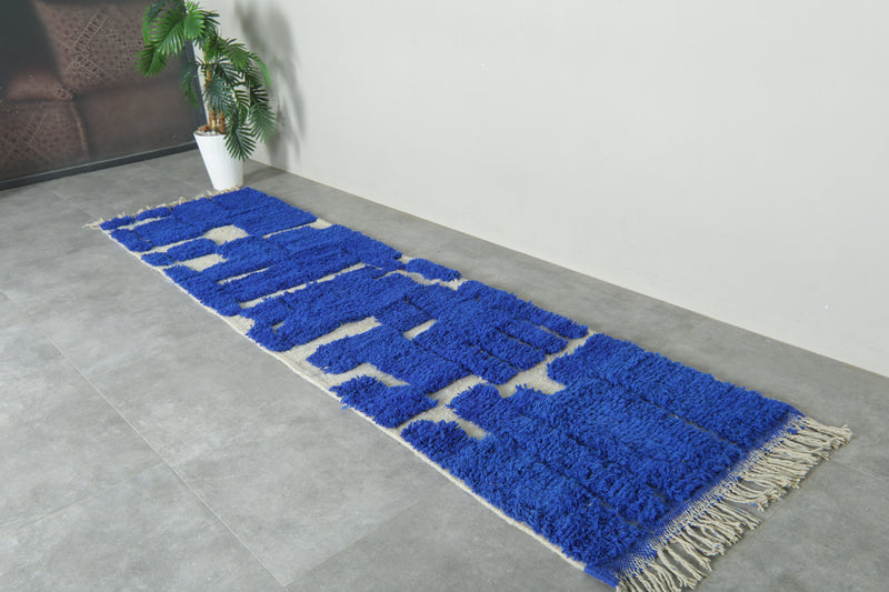 Blue Moroccan Wool Runner – Custom Handmade Rug - Beautiful Rug - custom moroccan rugs