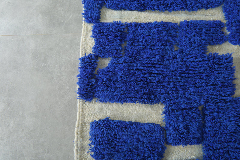 Blue Moroccan Wool Runner – Custom Handmade Rug - Beautiful Rug - custom moroccan rugs
