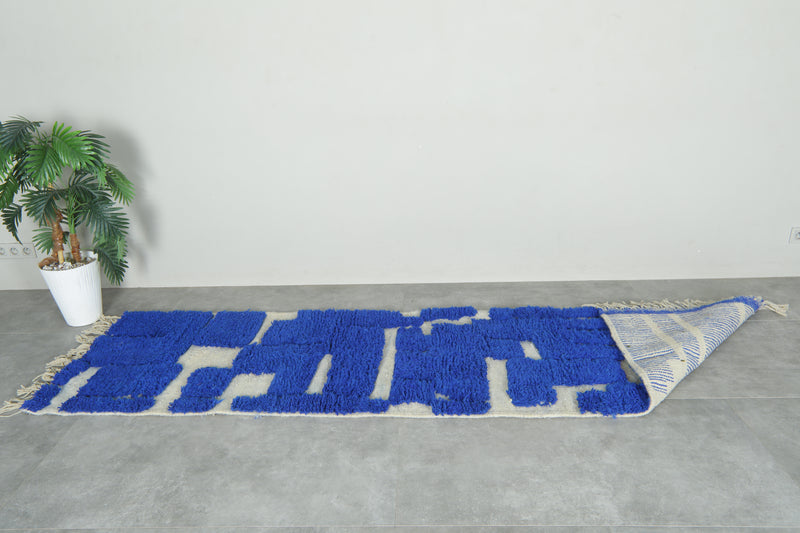 Blue Moroccan Wool Runner – Custom Handmade Rug - Beautiful Rug - custom moroccan rugs