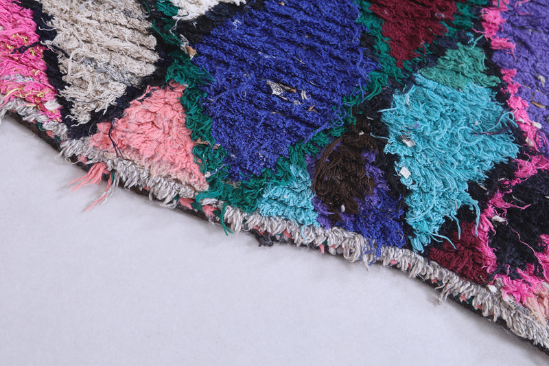 Moroccan Berber Rug – 2 x 5.7 Feet – Bold Multicolored Diamond Design - Boucherouite Rugs