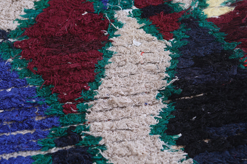 Moroccan Berber Rug – 2 x 5.7 Feet – Bold Multicolored Diamond Design - Boucherouite Rugs