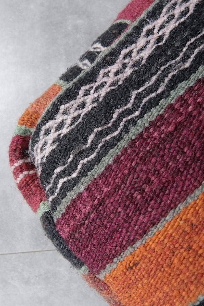 Pair of Moroccan Kilim Poufs - Handwoven Wool Floor Cushions - kilim poufs