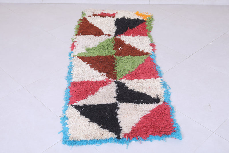 Vibrant Moroccan Berber Rug - 2.1 X 5.8 Feet | Handwoven Artisan Rug - Boucherouite Rugs