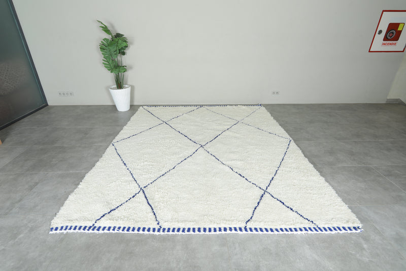 Moroccan beni ouraion rug with Blue diamond lattice - Custom rug