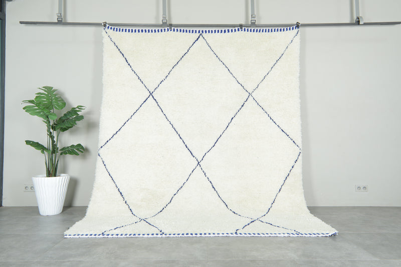 Moroccan beni ouraion rug with Blue diamond lattice - Custom rug