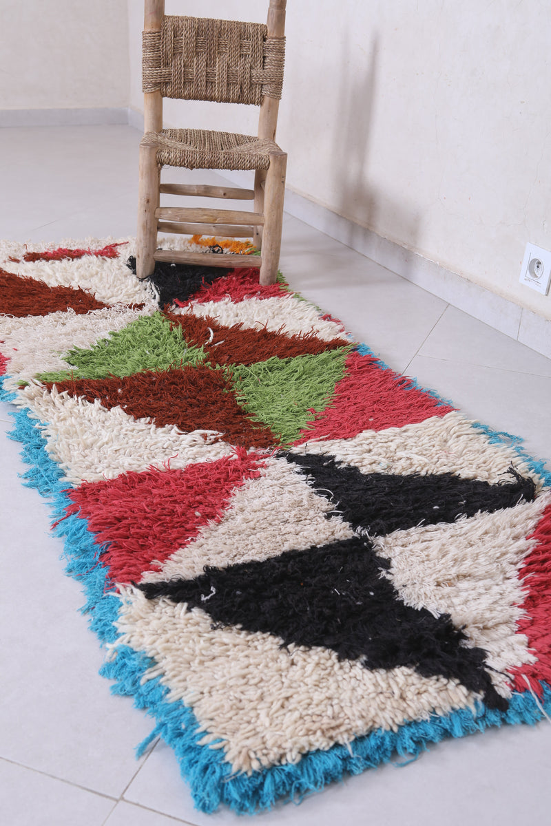 Vibrant Moroccan Berber Rug - 2.1 X 5.8 Feet | Handwoven Artisan Rug - Boucherouite Rugs