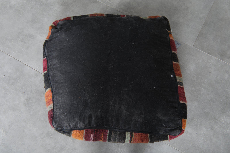 Pair of Moroccan Kilim Poufs - Handwoven Wool Floor Cushions - kilim poufs
