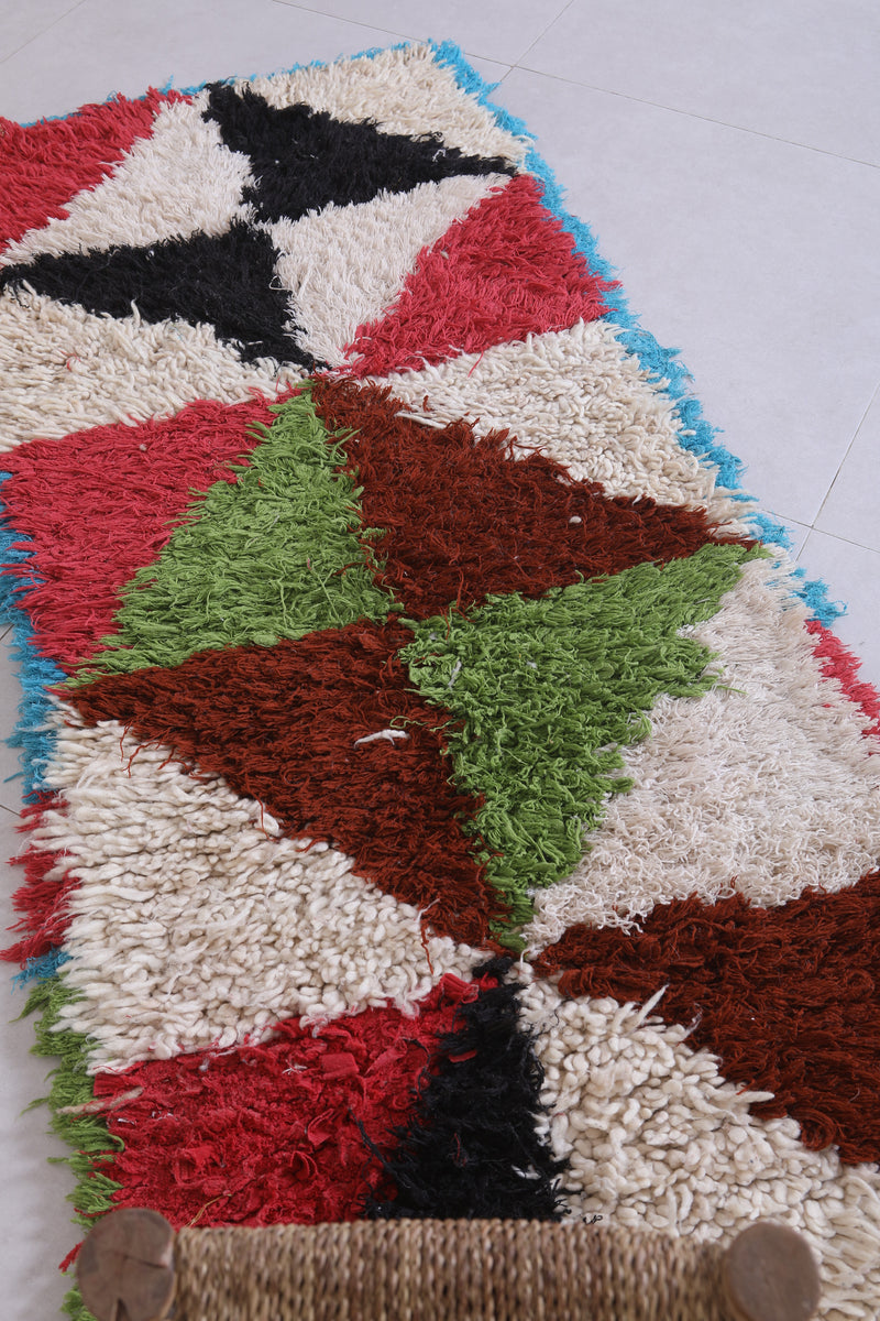Vibrant Moroccan Berber Rug - 2.1 X 5.8 Feet | Handwoven Artisan Rug - Boucherouite Rugs