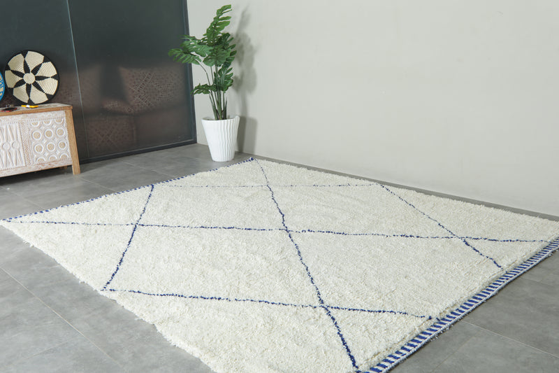 Moroccan beni ouraion rug with Blue diamond lattice - Custom rug