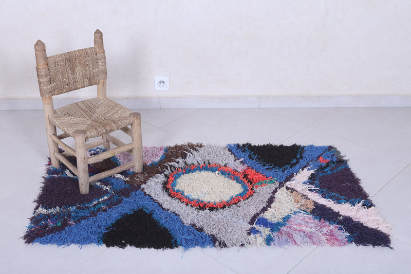 Moroccan Berber Rug – 2.4 x 4.6 Feet – Abstract Colorful Design - Boucherouite Rugs